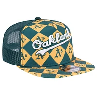 Men's New Era Green Oakland Athletics Seeing Diamonds A-Frame Trucker 9FIFTY Snapback Hat