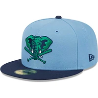 Men's New Era Light Blue/Navy Oakland Athletics Green Undervisor 59FIFTY Fitted Hat