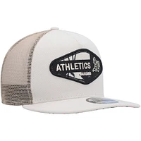 Men's New Era Natural Oakland Athletics Retro Beachin' Patch A-Frame Trucker 9FIFTY Snapback Hat