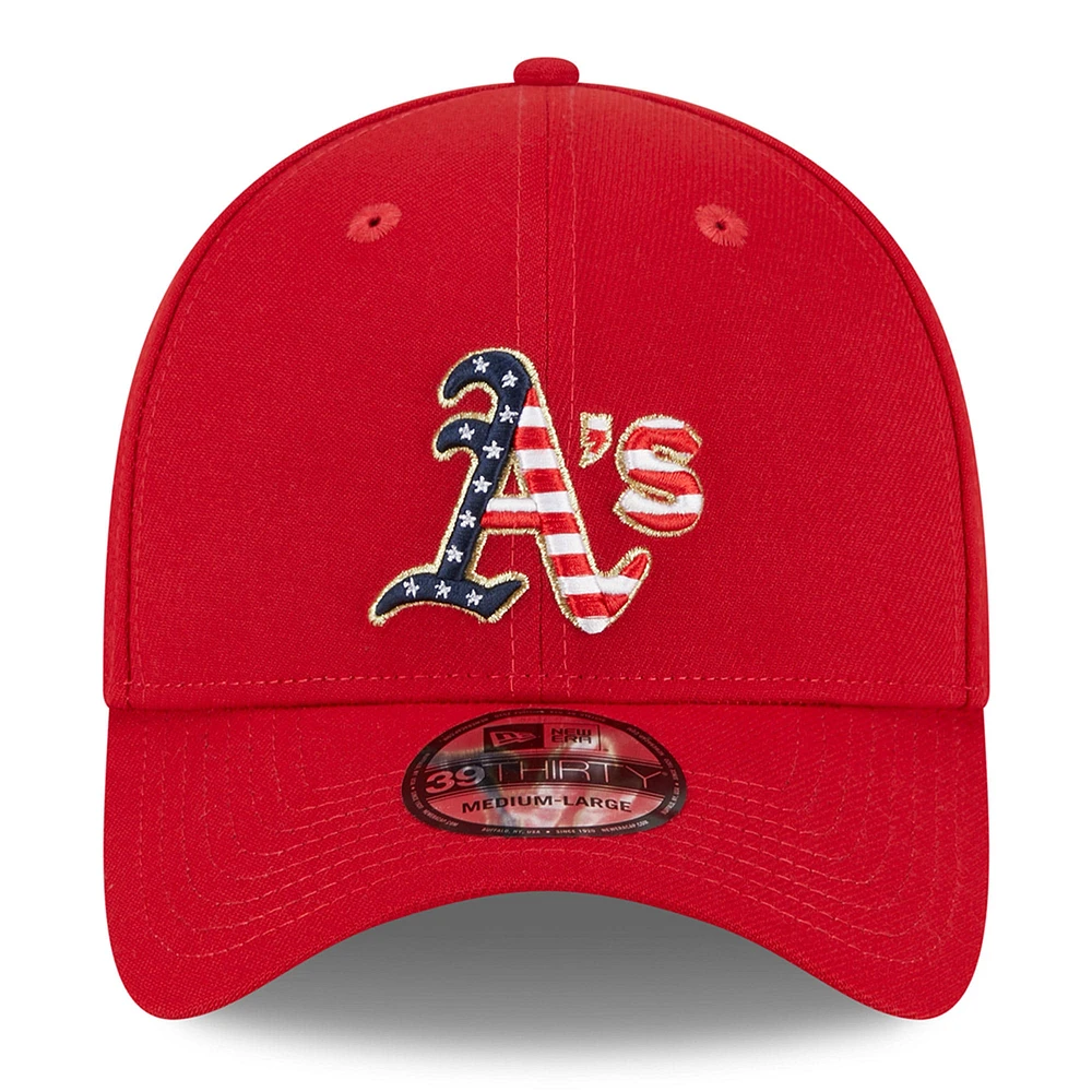 Men's New Era  Red Oakland Athletics 2023 Fourth of July 39THIRTY Flex Fit Hat