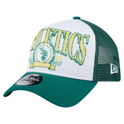 Casquette ajustable New Era 9FORTY blanche/verte Kelly pour homme, collection Cooperstown, Oakland Athletics