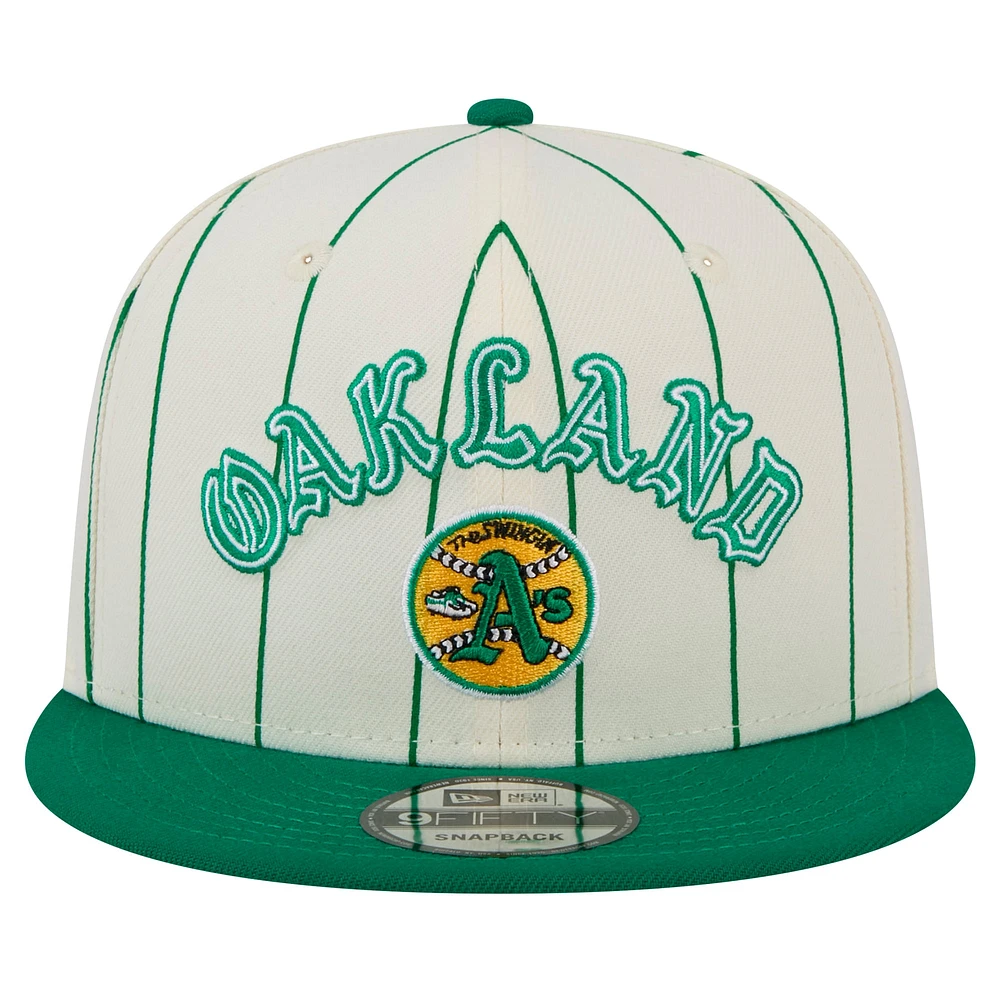 Men's New Era White Oakland Athletics Jersey Pinstripe 9FIFTY Snapback Hat