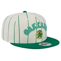 Men's New Era White Oakland Athletics Jersey Pinstripe 9FIFTY Snapback Hat