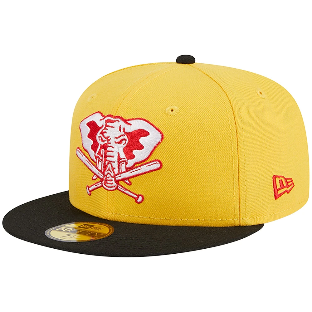 Casquette ajustée Oakland Athletics Grilled 59FIFTY jaune/noir pour homme de New Era