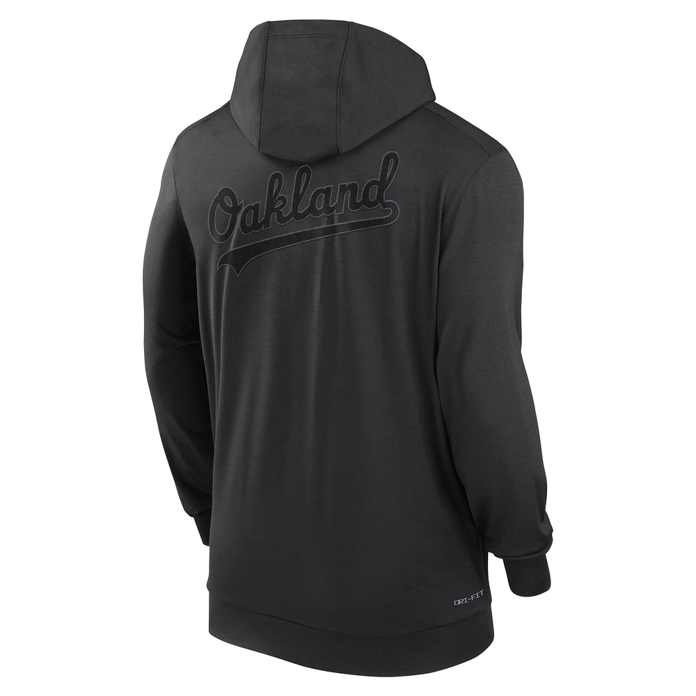 Men's Nike Black Oakland Athletics Authentic Collection Travel Performance Lightweight Full-Zip Hoodie
