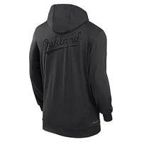 Men's Nike Black Oakland Athletics Authentic Collection Travel Performance Lightweight Full-Zip Hoodie