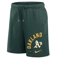 Men's Nike Green Oakland Athletics Arched Kicker Fleece Shorts