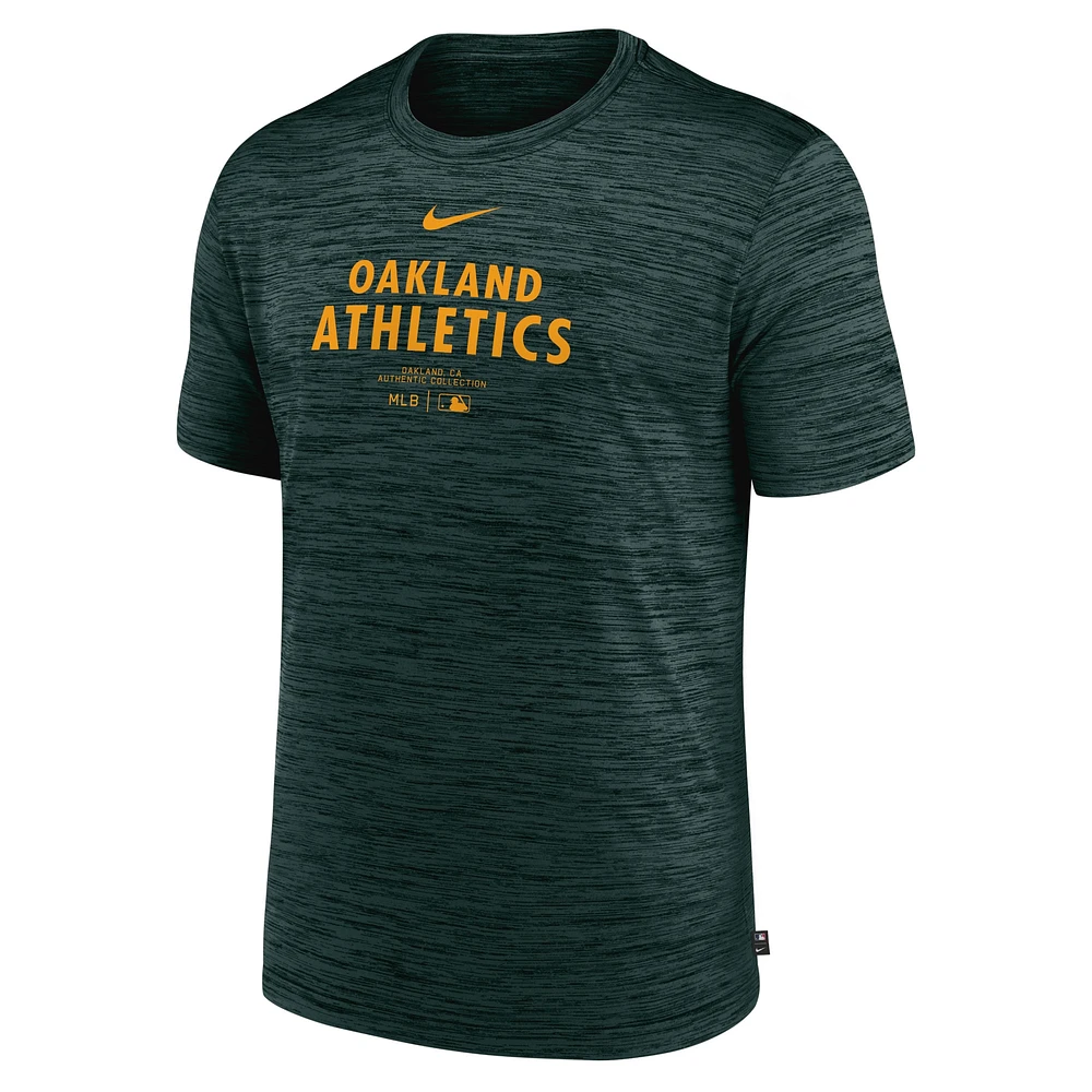 T-shirt Nike Oakland Athletics Authentic Collection Velocity Performance pour homme, vert