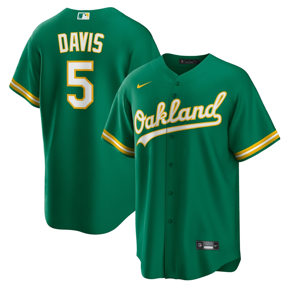 Men's Nike JD Davis Kelly Green Oakland Athletics Alternate Replica Jersey