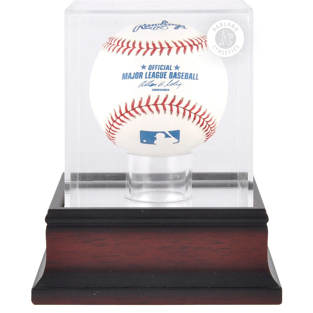 Vitrine de présentation du logo de baseball des Oakland Athletics en acajou