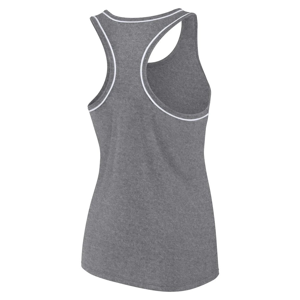Women's Fanatics Heather Gray Oakland Athletics Wordmark Logo Racerback Tank Top