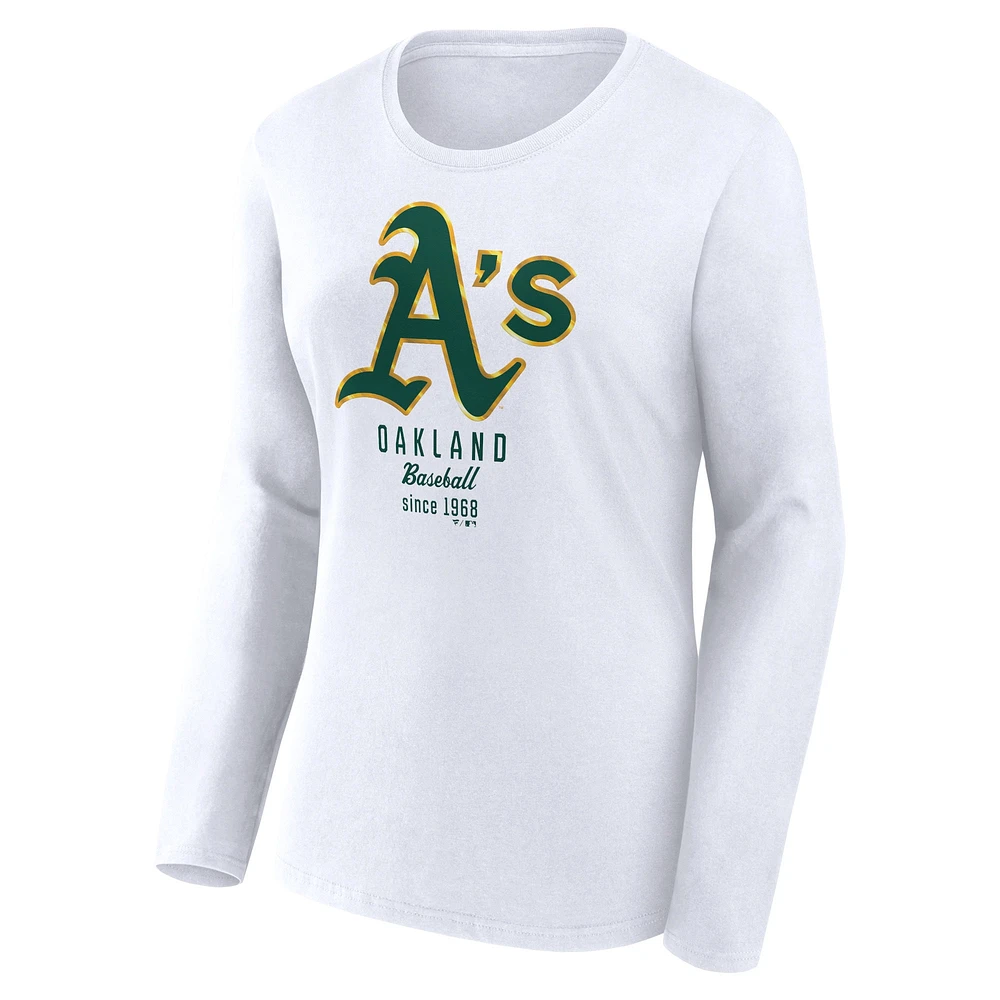 Women's Fanatics  White Oakland Athletics Lightweight Fitted Long Sleeve T-Shirt