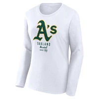 Women's Fanatics  White Oakland Athletics Lightweight Fitted Long Sleeve T-Shirt
