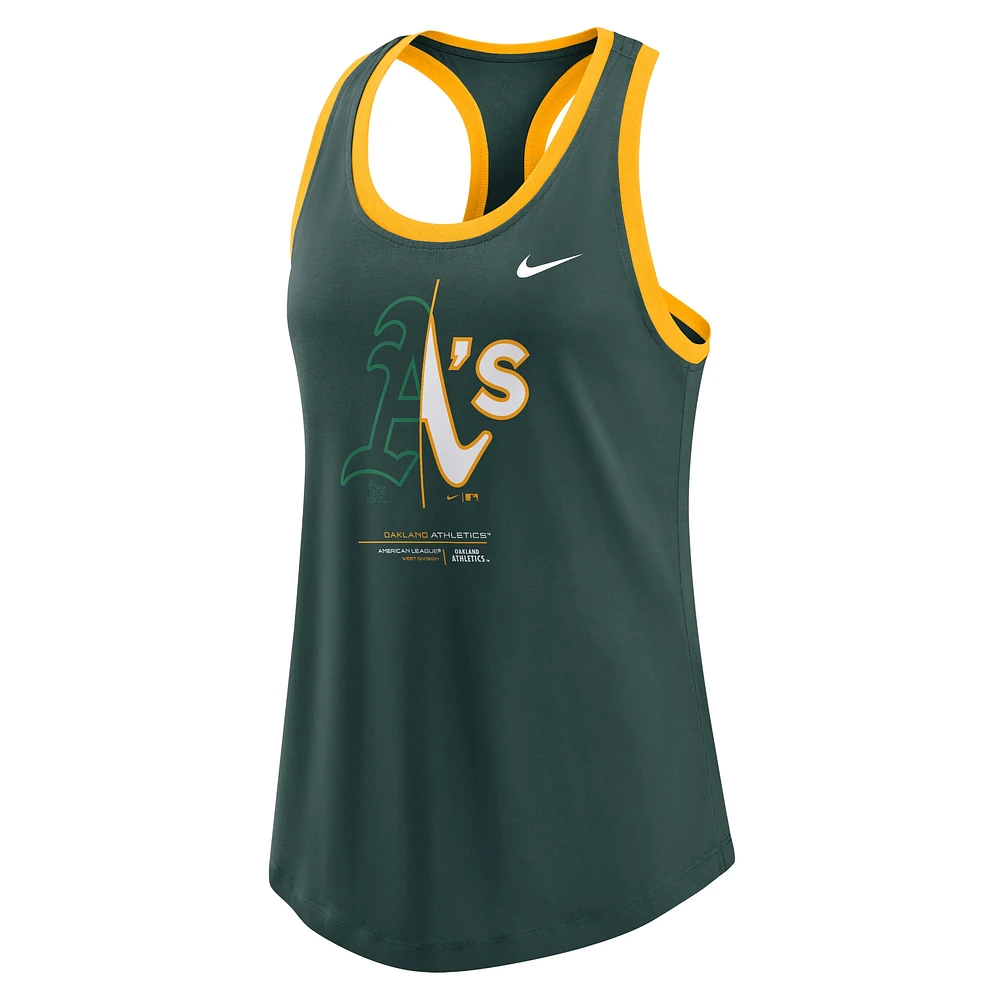 Women's Nike Green Oakland Athletics Tech Tri-Blend Tank Top