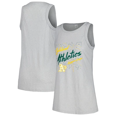 Débardeur à col montant en gaze gris doux comme du raisin pour femme des Oakland Athletics