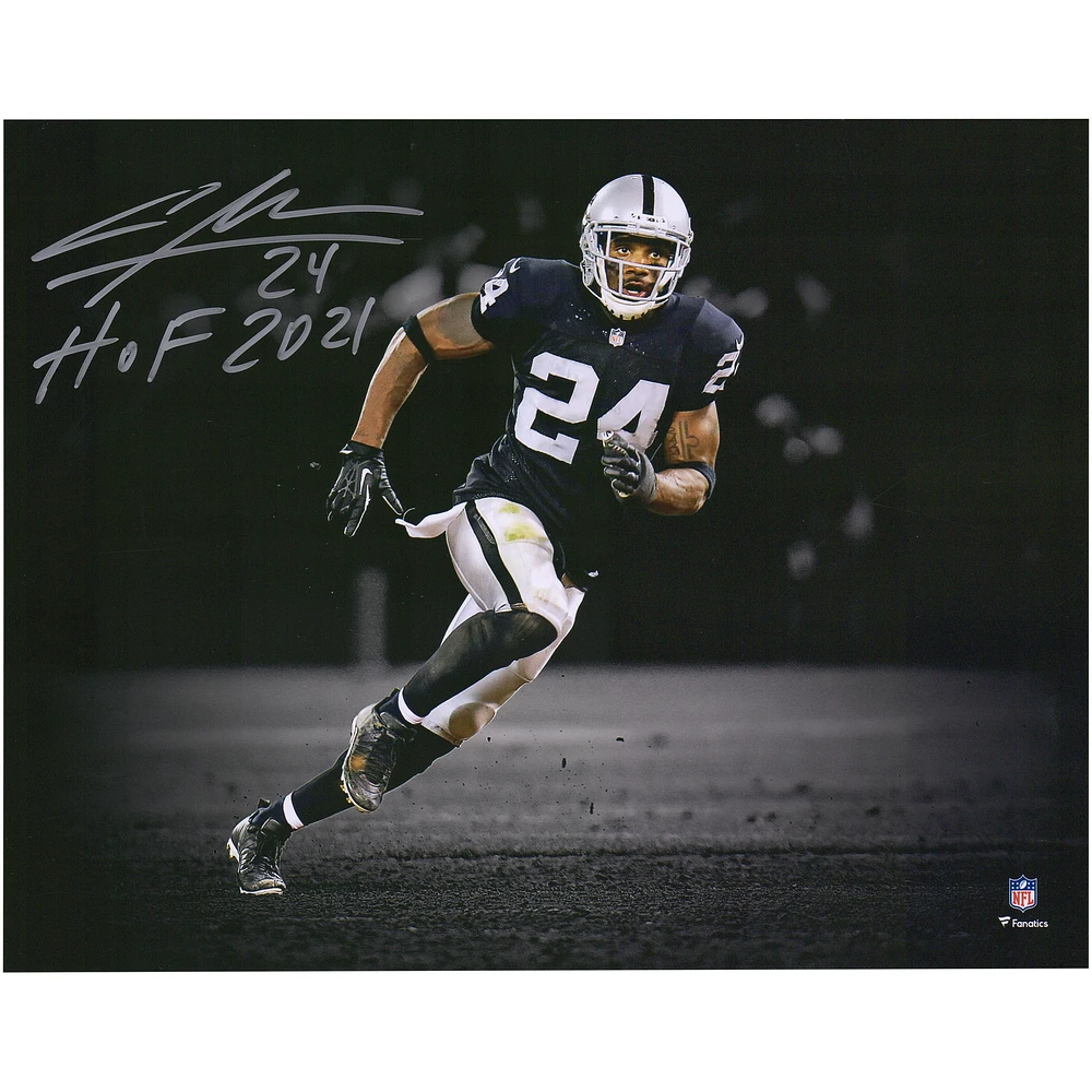 Charles Woodson Oakland Raiders Autographed 11" x 14" Spotlight Photograph with "HOF 21" Inscription