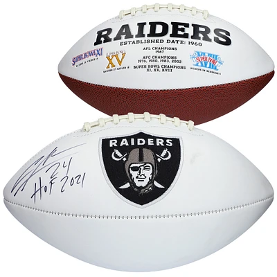 Charles Woodson Oakland Raiders Autographed White Panel Football with "HOF 21" Inscription