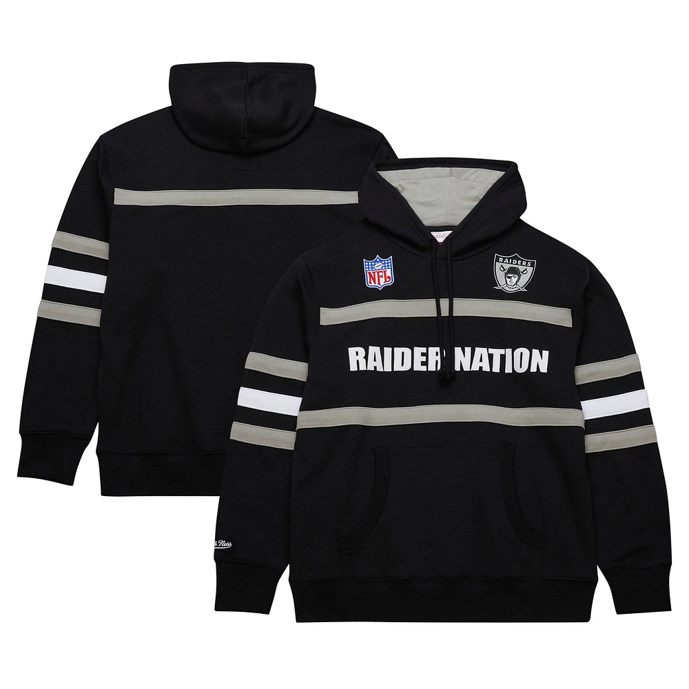 Men's Black Oakland Raiders Gridiron Classics Vintage Logo Head Coach Fleece Pullover Hoodie
