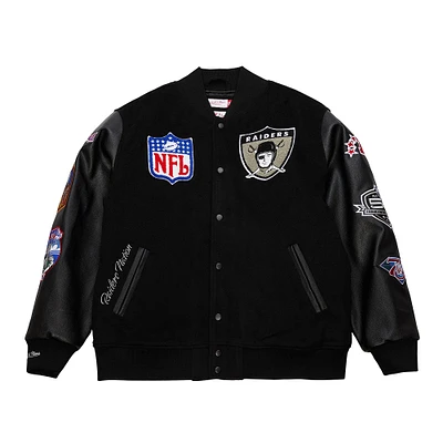 Men's Mitchell & Ness  Black Oakland Raiders Blackout Collection Vintage Logo Full-Snap Varsity Jacket