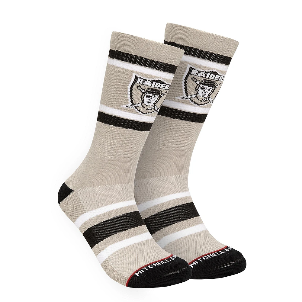 Chaussettes mi-mollet à rayures rétro pour homme Mitchell & Ness Oakland Raiders grises