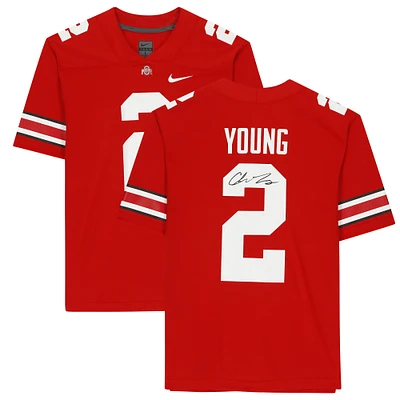 Maillot de jeu Nike Scarlet autographié par Chase Young des Ohio State Buckeyes