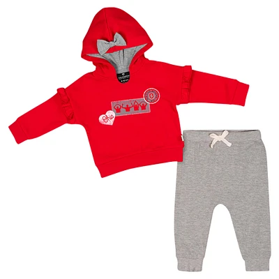 Ensemble sweat à capuche et pantalon en polaire pour bébé fille Colosseum Scarlet Ohio State Buckeyes Patches