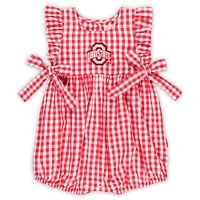 Girls Infant Garb Scarlet Ohio State Buckeyes Constance Gingham Romper