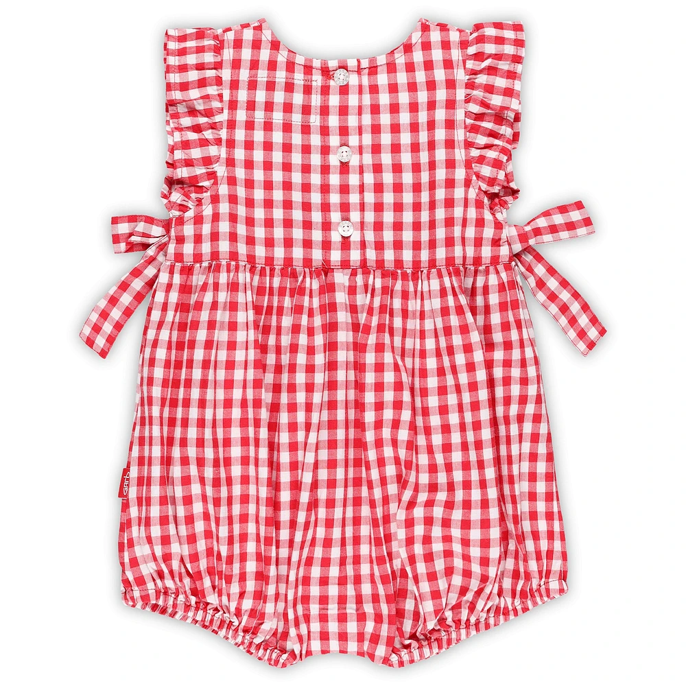 Girls Infant Garb Scarlet Ohio State Buckeyes Constance Gingham Romper