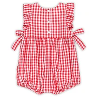 Girls Infant Garb Scarlet Ohio State Buckeyes Constance Gingham Romper