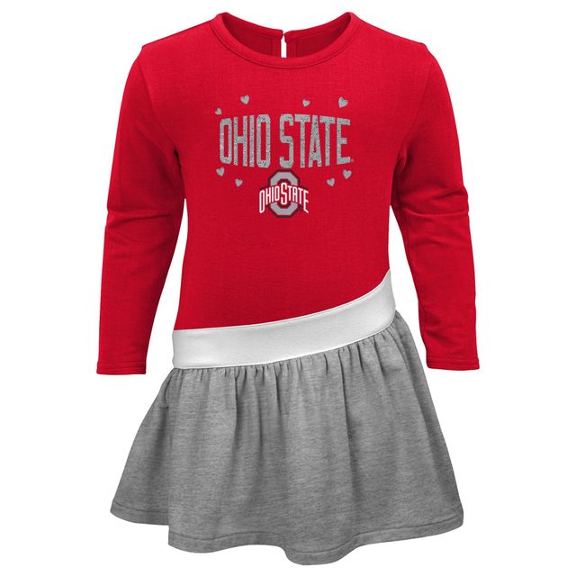 Robe en molleton français écarlate/gris chiné Ohio State Buckeyes pour fille