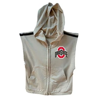 Girls Toddler Wes & Willy Tan Ohio State Buckeyes Tri-Blend Sleeveless Full-Zip Hoodie Tiered Skirt Set