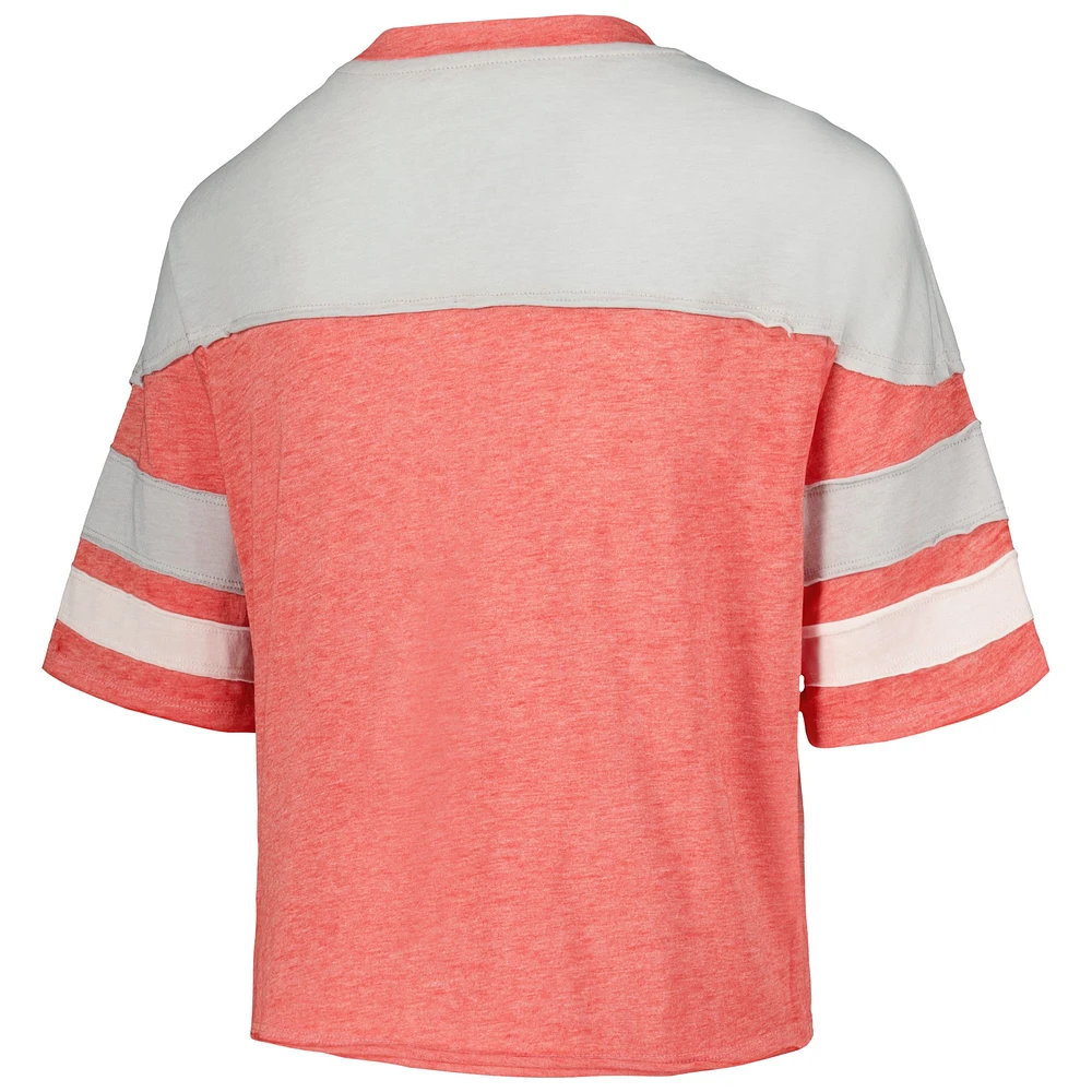 Girls Youth Scarlet Ohio State Buckeyes Sunday Friday Sleeve Stripe Jersey T-Shirt