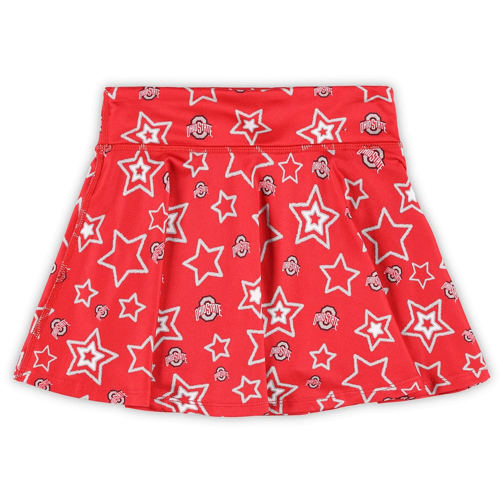 Jupe-short fluide pour jeunes filles ZooZatz Scarlet Ohio State Buckeyes Star