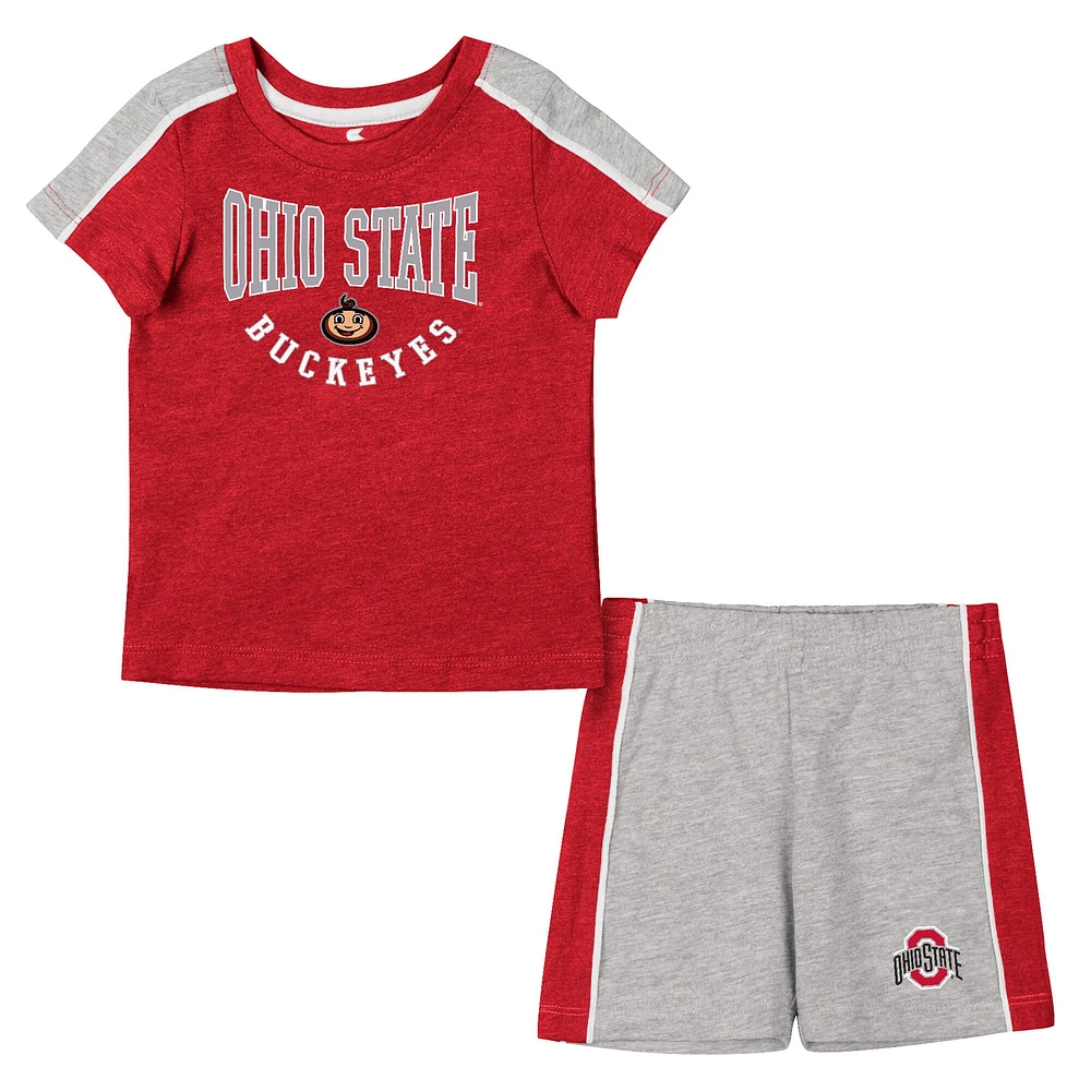 Ensemble t-shirt et short Norman Colosseum Scarlet/Heather Grey Ohio State Buckeyes pour bébé