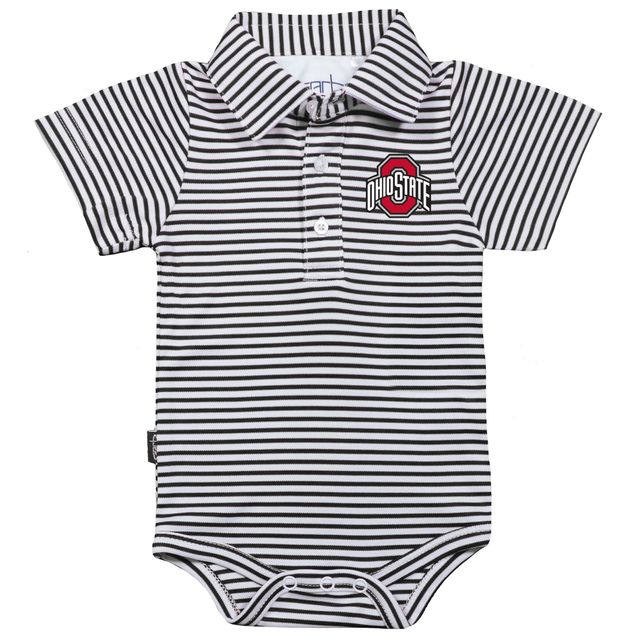 Infant Garb Noir/Blanc Ohio State Buckeyes Carson Body rayé à manches courtes