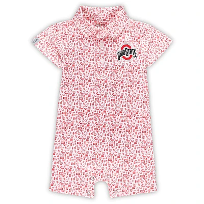 Infant Garb Blanc Ohio State Buckeyes Crew All-Over Print Polo Body