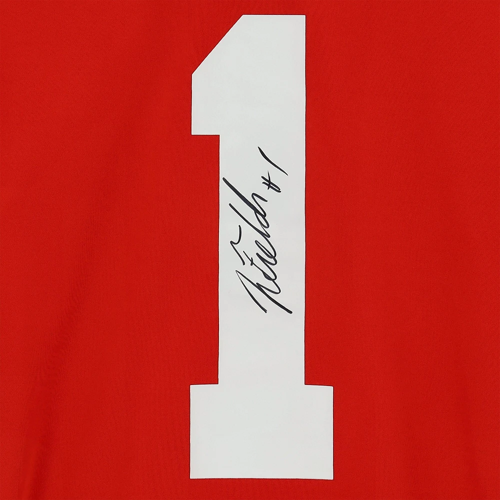 Maillot de match Nike autographié par Justin Fields Scarlet Ohio State Buckeyes