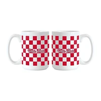 Logo Brands Ohio State Buckeyes 2-Pack 15oz. Checkered Wordmark Mug Set