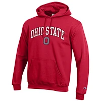 Men's Champion  Scarlet Ohio State Buckeyes Arched Logo Fleece Pullover Hoodie
