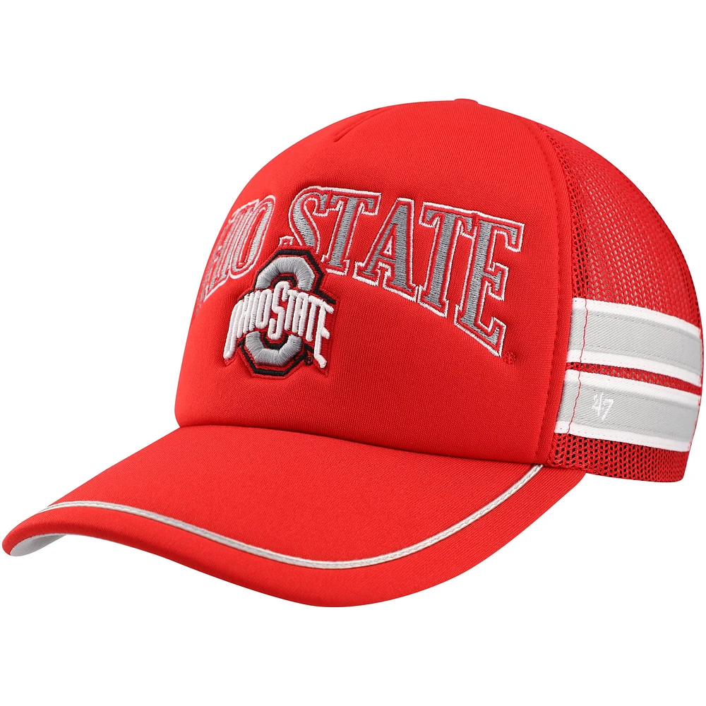Casquette réglable de camionneur à bande latérale '47 Scarlet Ohio State Buckeyes pour hommes