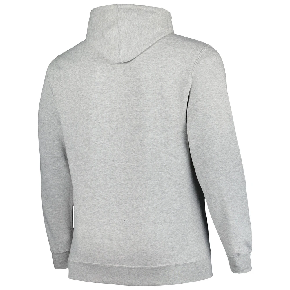Men's Champion Heather Gray Ohio State Buckeyes Big & Tall Arch Over Logo Powerblend Pullover Hoodie