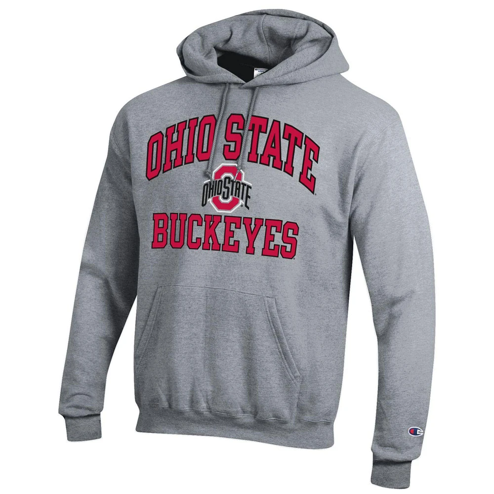 Men's Champion Heather Gray Ohio State Buckeyes High Motor Pullover Hoodie