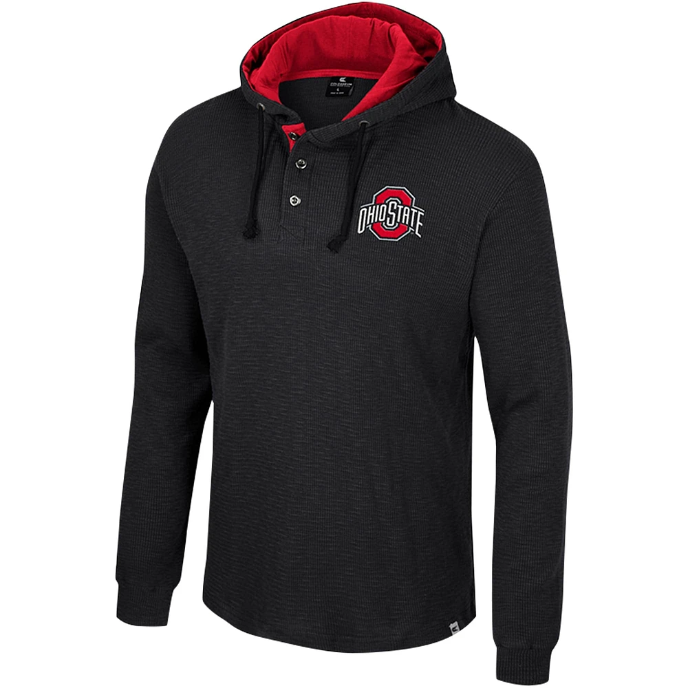 Men's Colosseum Black Ohio State Buckeyes Affirmative Thermal Hoodie Long Sleeve T-Shirt