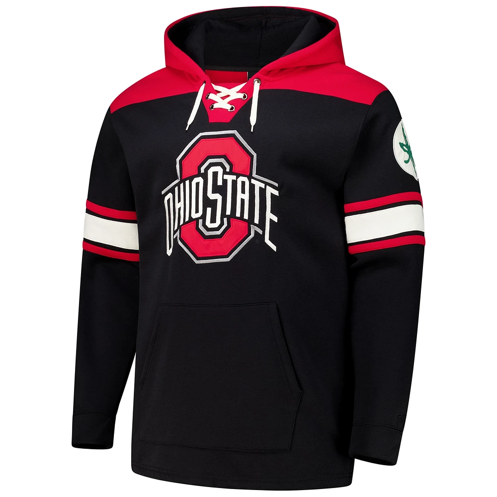 Men's Colosseum Black Ohio State Buckeyes Big & Tall Hockey Lace-Up Pullover Hoodie