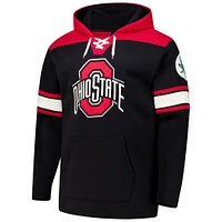 Men's Colosseum Black Ohio State Buckeyes Big & Tall Hockey Lace-Up Pullover Hoodie