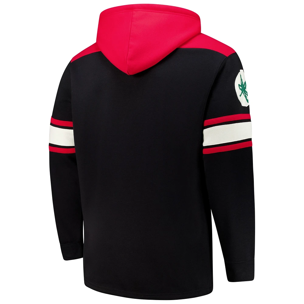 Men's Colosseum Black Ohio State Buckeyes Big & Tall Hockey Lace-Up Pullover Hoodie