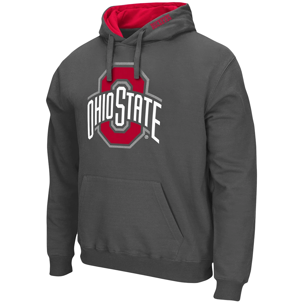 Men's Colosseum Charcoal Ohio State Buckeyes Arch and Logo Pullover Hoodie