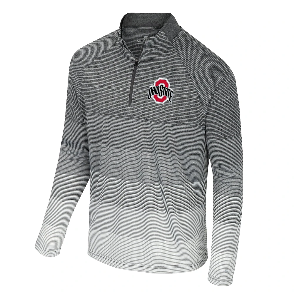 Men's Colosseum  Gray Ohio State Buckeyes AI Striped Mesh Quarter-Zip Raglan Windshirt