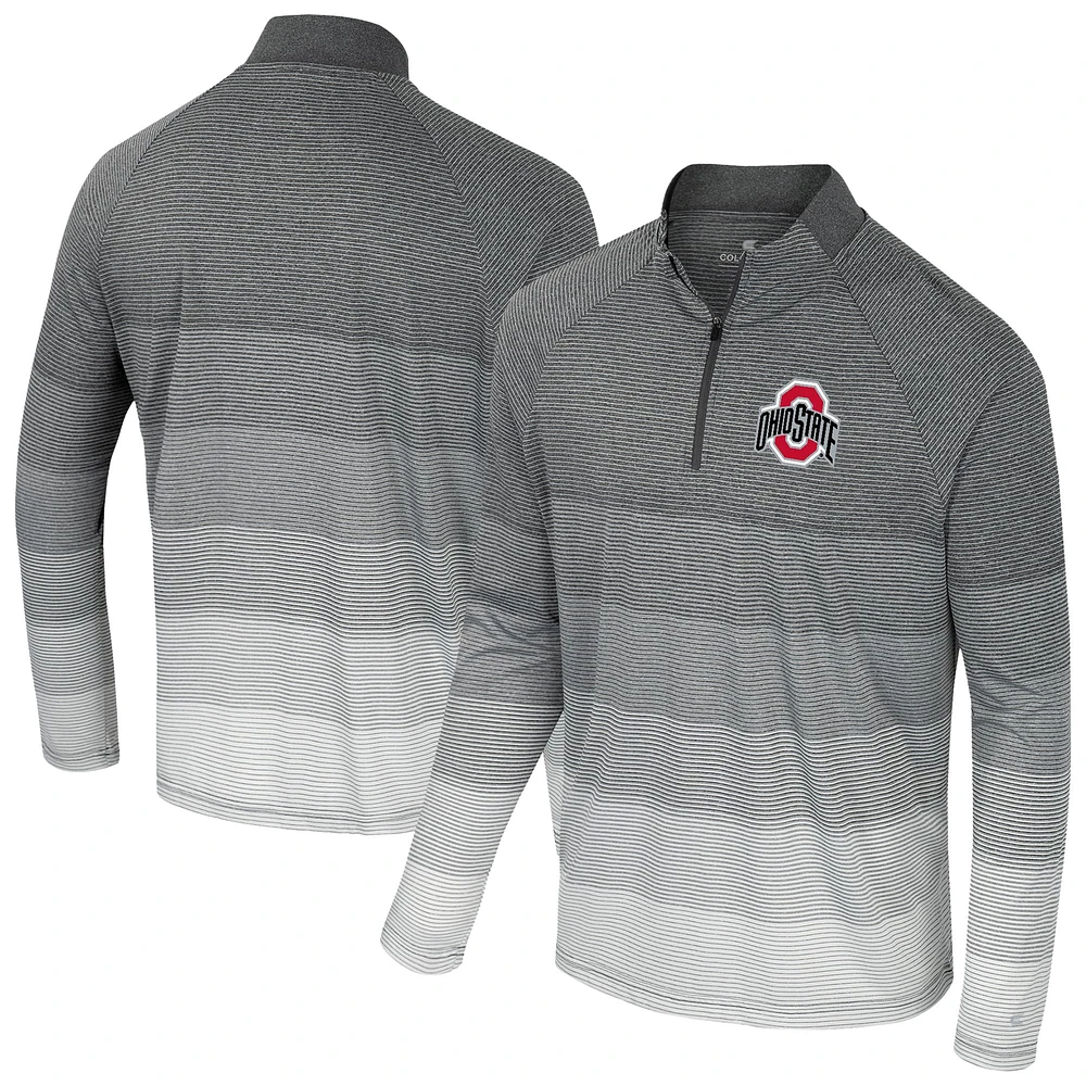 Men's Colosseum Gray Ohio State Buckeyes AI Striped Mesh Quarter-Zip Raglan Windshirt
