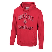 Men's Colosseum Scarlet Ohio State Buckeyes Big & Tall Cap E-Tan Pullover Hoodie